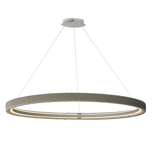 ET2 Kaia 48in 1-Light Pendant | Modern Gray and Natural Rattan | Covered Patio & Outdoor Lounge | 48.25 x 48.25 x 2.5 in | Model E22964-GY