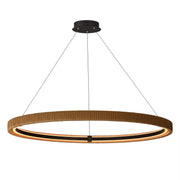 ET2 Kaia 48in 1-Light Pendant | Modern Antique Bronze and Natural Rattan | Covered Patio & Outdoor Lounge | Model E22964-NAANB
