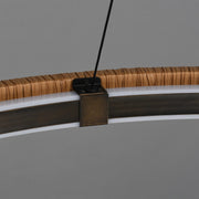 ET2 Kaia 48in 1-Light Pendant | Modern Antique Bronze and Natural Rattan | Covered Patio & Outdoor Lounge | Model E22964-NAANB
