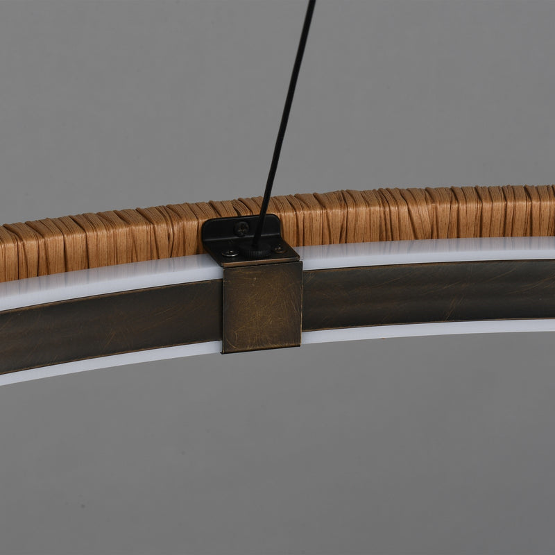 ET2 Kaia 48in 1-Light Pendant | Modern Antique Bronze and Natural Rattan | Covered Patio & Outdoor Lounge | Model E22964-NAANB