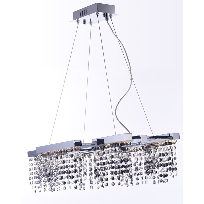 ET2 Lighting Midnight Shower 6 Light LED Pendant, Chrome/Smoke
