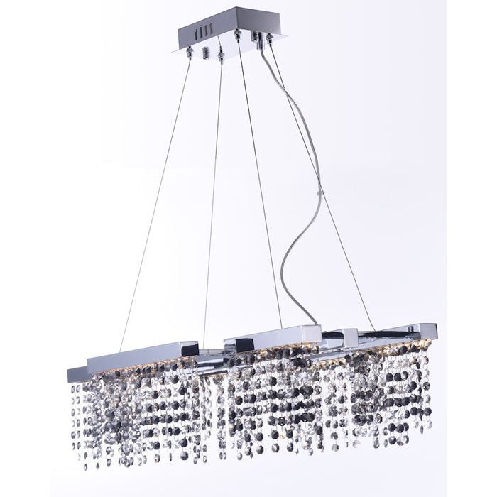 ET2 Lighting Midnight Shower 6 Light LED Pendant, Chrome/Smoke