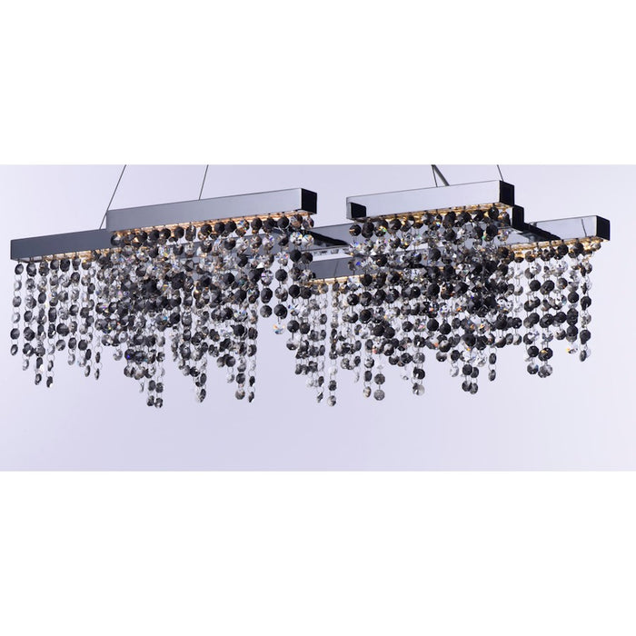 ET2 Lighting Midnight Shower 6 Light LED Pendant, Chrome/Smoke