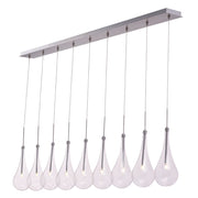 ET2 Larmes 58in 9-Light LED Island Pendant | Modern Polished Chrome and Clear Glass | Kitchen Island & Dining Room | Model E23129-18PC