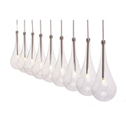 ET2 Larmes 58in 9-Light LED Island Pendant | Modern Polished Chrome and Clear Glass | Kitchen Island & Dining Room | Model E23129-18PC