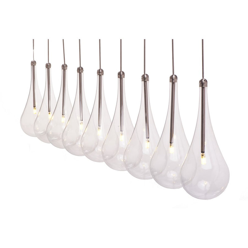 ET2 Larmes 58in 9-Light LED Island Pendant | Modern Polished Chrome and Clear Glass | Kitchen Island & Dining Room | Model E23129-18PC