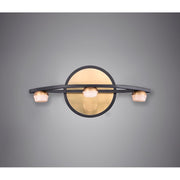 ET2 Lighting Button 3 Light Bath Vanity, Black/Gold
