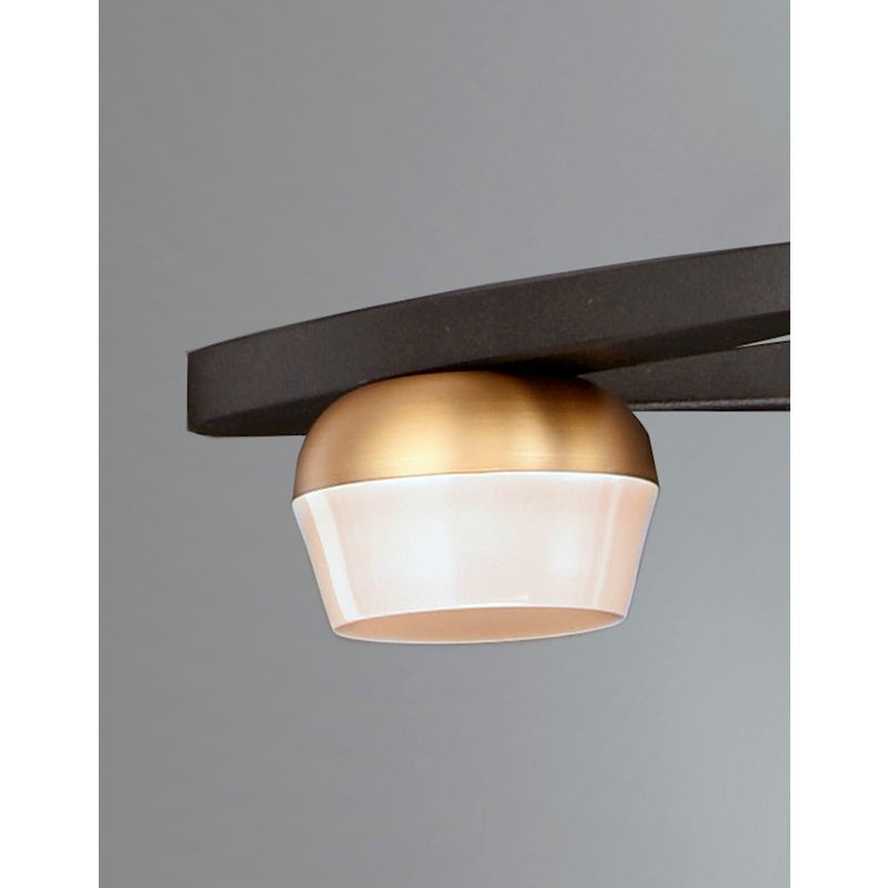 ET2 Lighting Button 3 Light Bath Vanity, Black/Gold
