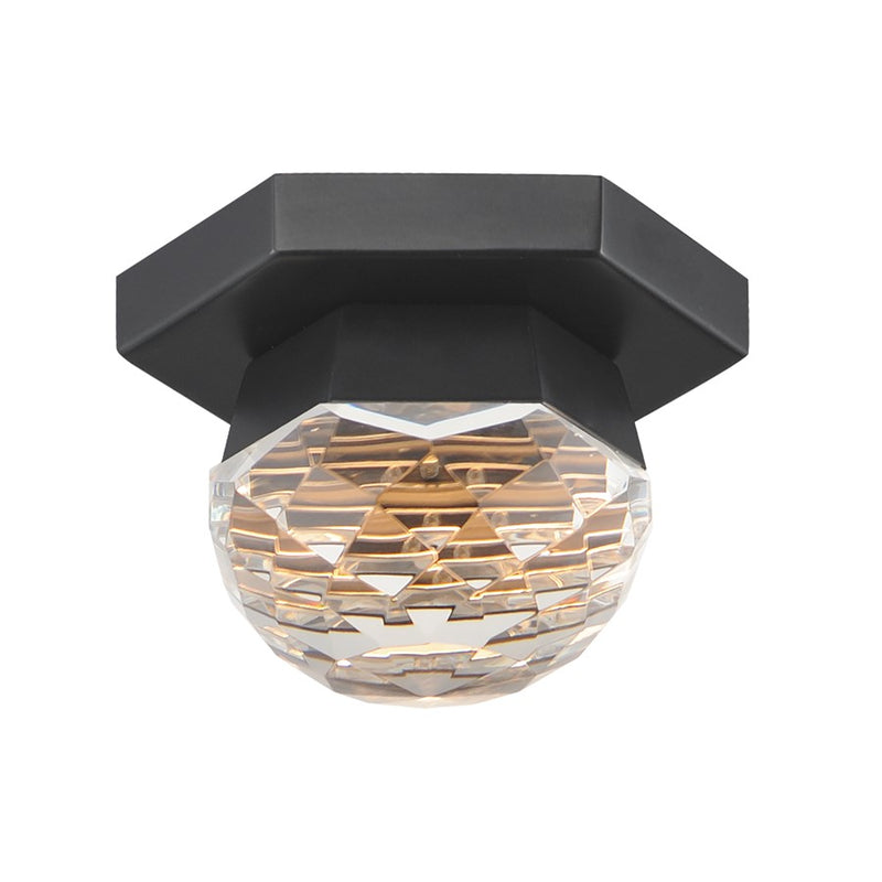ET2 Lighting Allumettes 1 Light Flush Mount, Black/Clear Crystal - E23340-122BK