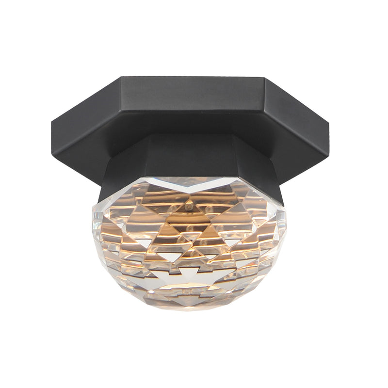 ET2 Lighting Allumettes 1 Light Flush Mount, Black/Clear Crystal