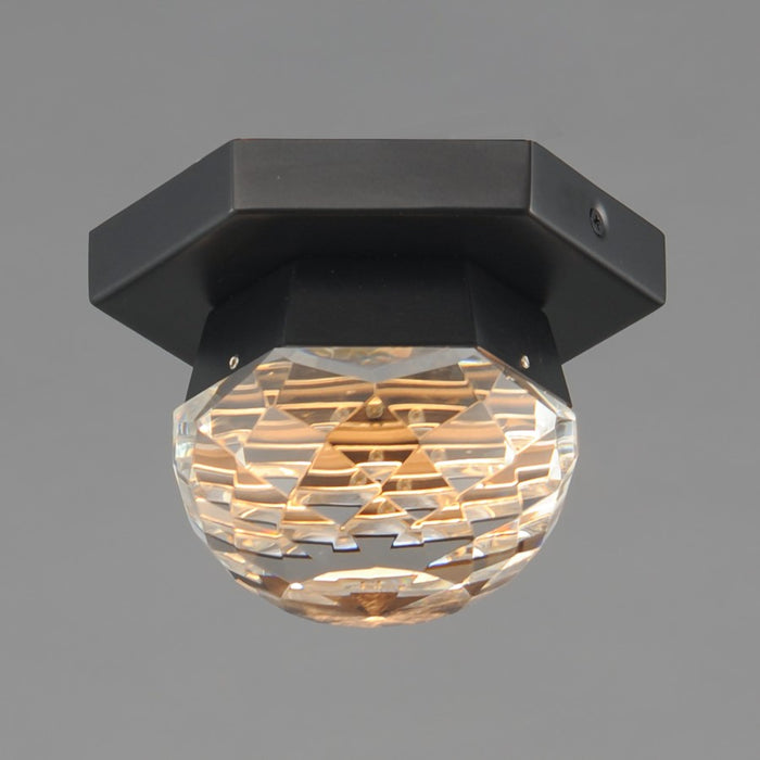 ET2 Lighting Allumettes 1 Light Flush Mount, Black/Clear Crystal