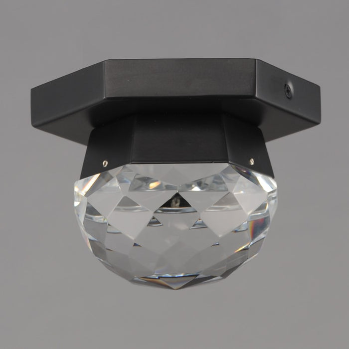 ET2 Lighting Allumettes 1 Light Flush Mount, Black/Clear Crystal