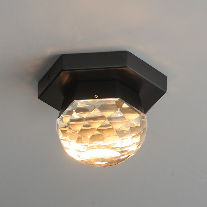 ET2 Lighting Allumettes 1 Light Flush Mount, Black/Clear Crystal