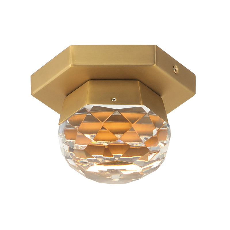 ET2 Lighting Allumettes 1 Light Flush Mount, Gold/Clear Crystal