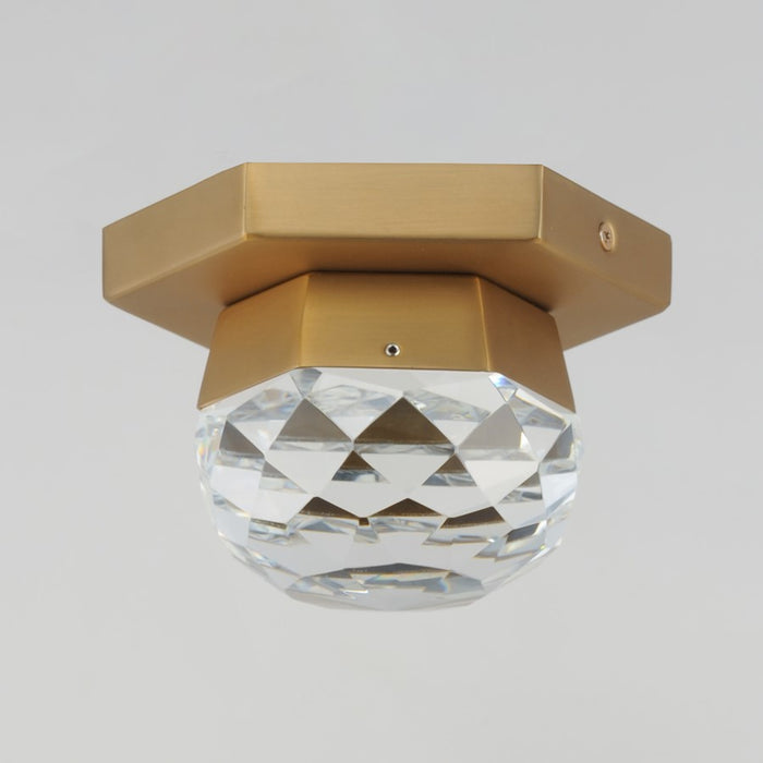 ET2 Lighting Allumettes 1 Light Flush Mount, Gold/Clear Crystal