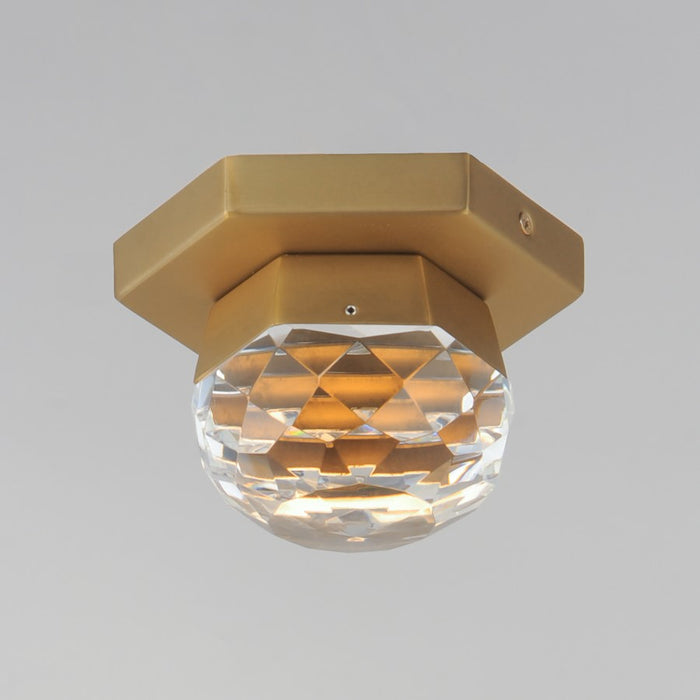 ET2 Lighting Allumettes 1 Light Flush Mount, Gold/Clear Crystal