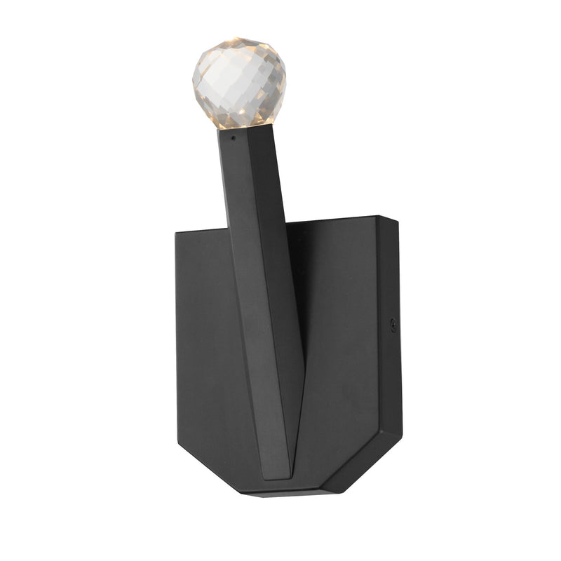 ET2 Lighting Allumettes 1 Light Wall Sconce, Black/Clear Crystal