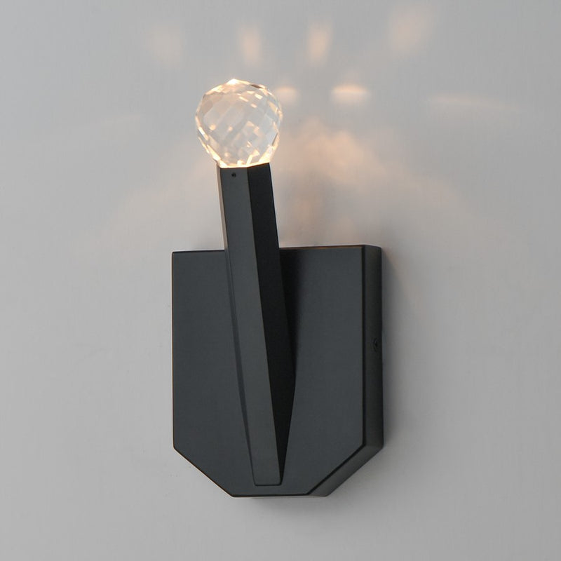 ET2 Lighting Allumettes 1 Light Wall Sconce, Black/Clear Crystal
