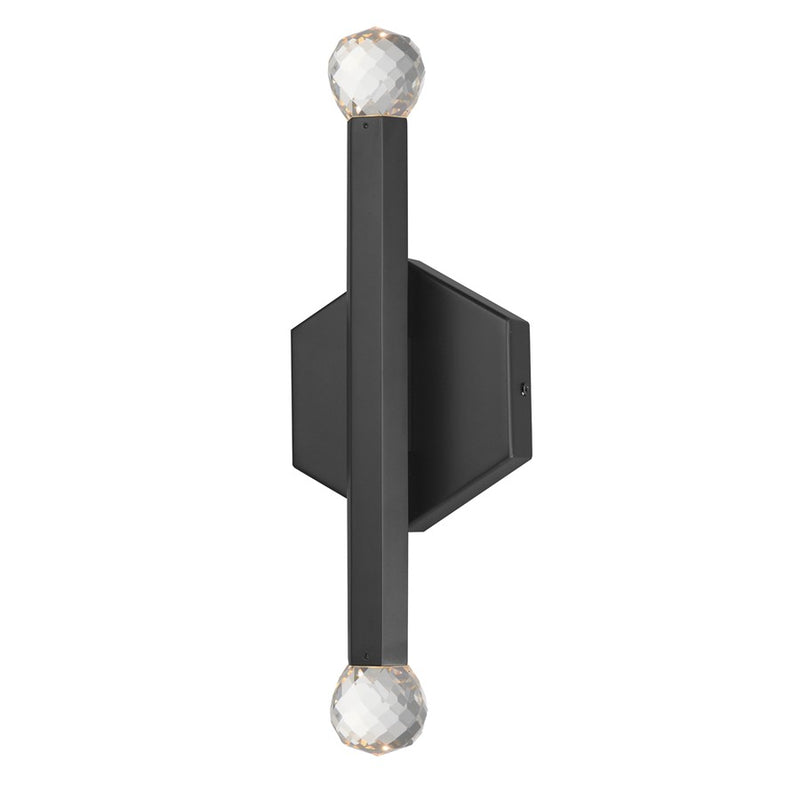 ET2 Lighting Allumettes 2 Light Wall Sconce, Black/Clear Crystal - E23342-122BK