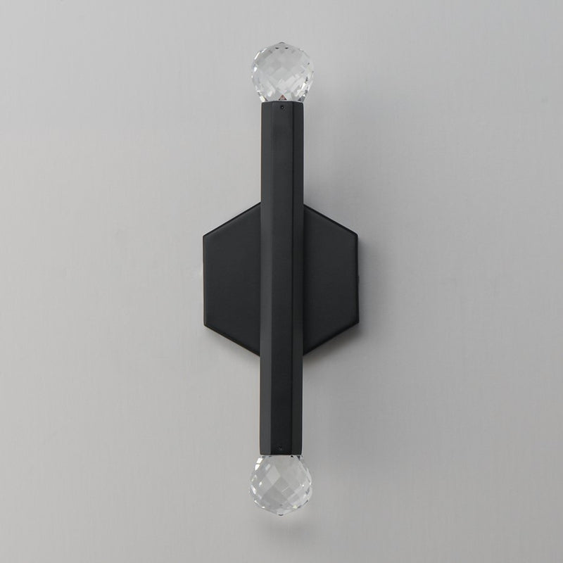 ET2 Lighting Allumettes 2 Light Wall Sconce, Black/Clear Crystal