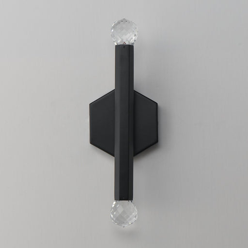 ET2 Lighting Allumettes 2 Light Wall Sconce, Black/Clear Crystal
