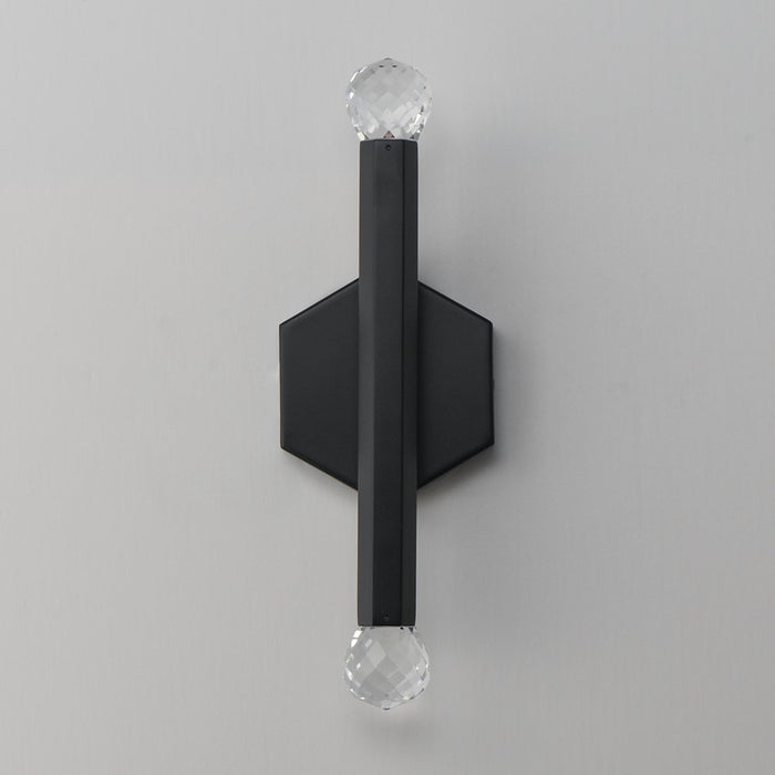 ET2 Lighting Allumettes 2 Light Wall Sconce, Black/Clear Crystal