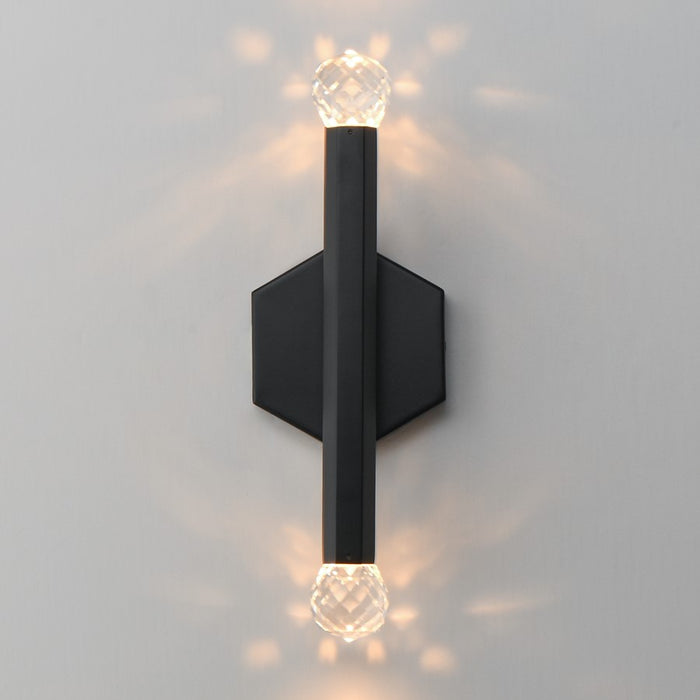 ET2 Lighting Allumettes 2 Light Wall Sconce, Black/Clear Crystal