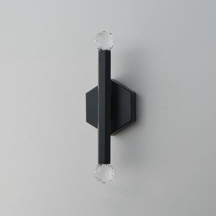 ET2 Lighting Allumettes 2 Light Wall Sconce, Black/Clear Crystal