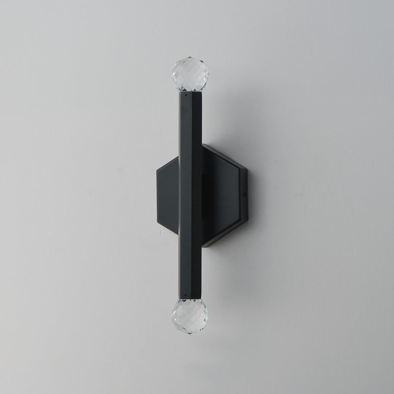 ET2 Lighting Allumettes 2 Light Wall Sconce, Black/Clear Crystal