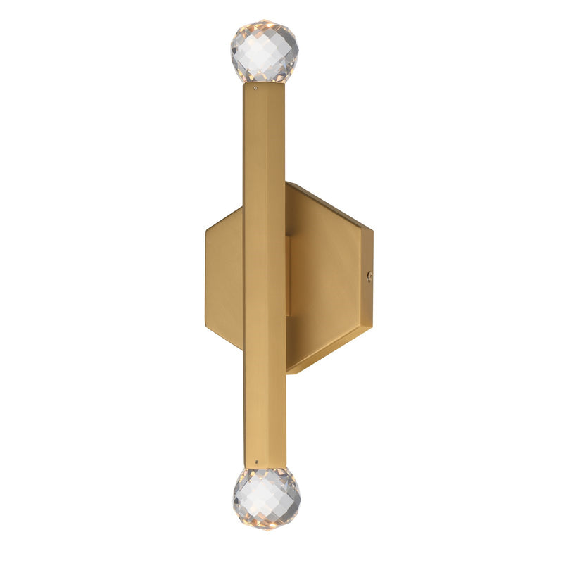 ET2 Lighting Allumettes 2 Light Wall Sconce, Gold/Clear Crystal