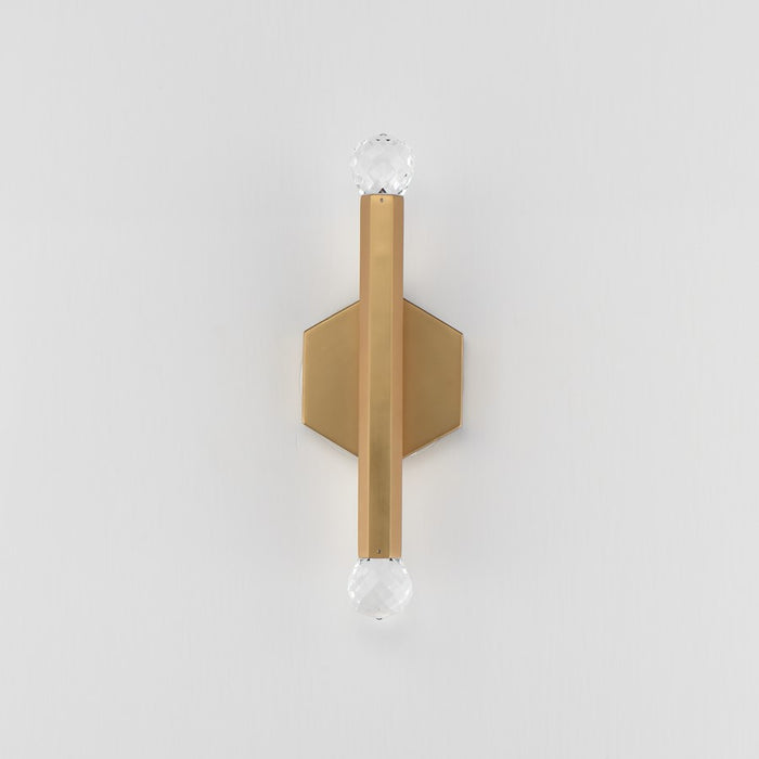 ET2 Lighting Allumettes 2 Light Wall Sconce, Gold/Clear Crystal