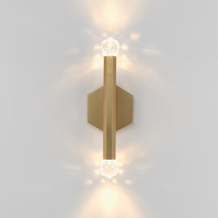 ET2 Lighting Allumettes 2 Light Wall Sconce, Gold/Clear Crystal