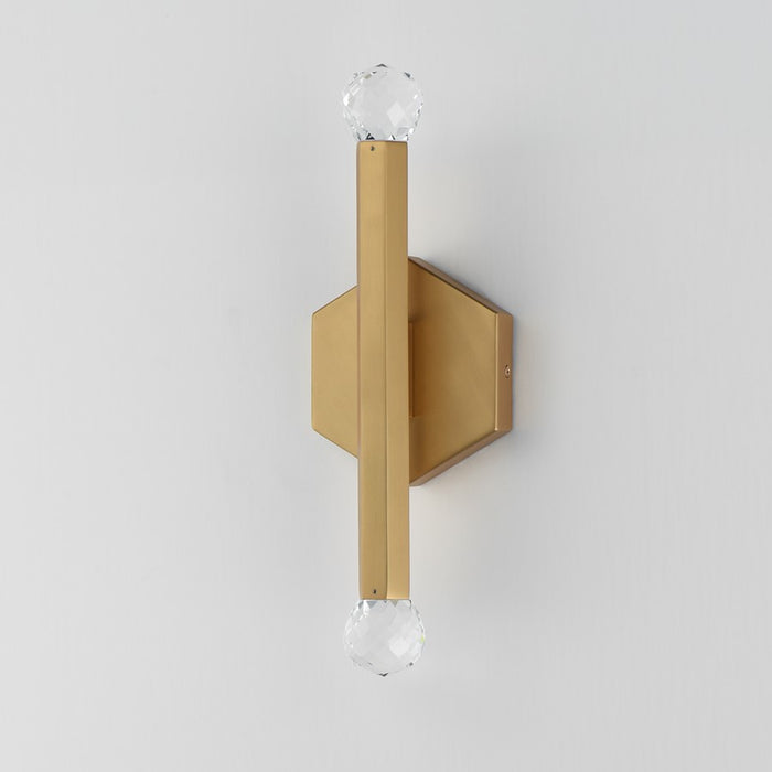 ET2 Lighting Allumettes 2 Light Wall Sconce, Gold/Clear Crystal