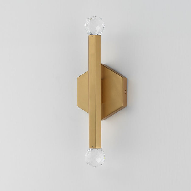 ET2 Lighting Allumettes 2 Light Wall Sconce, Gold/Clear Crystal
