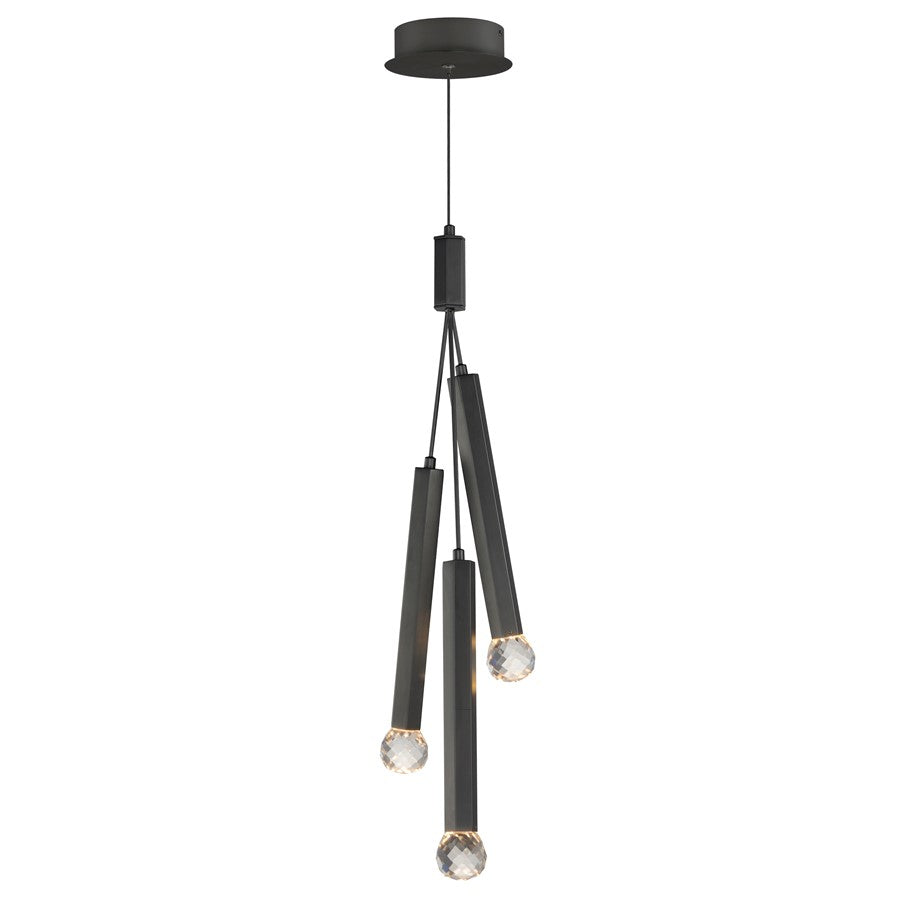 ET2 Lighting Allumettes 3Lt Multi-Light Pendant, Blk/Crystal - E23343-122BK