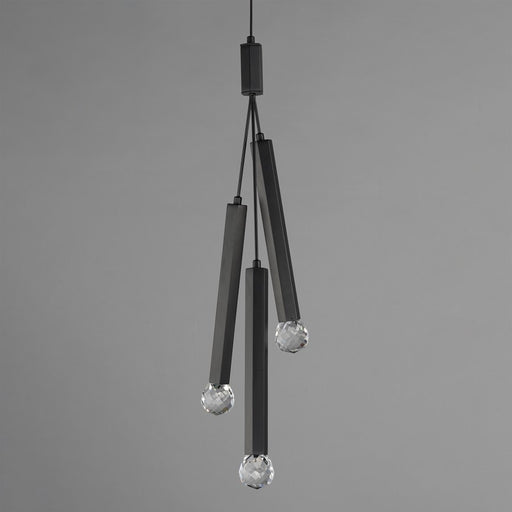 ET2 Lighting Allumettes 3Lt Multi-Light Pendant, Blk/Crystal