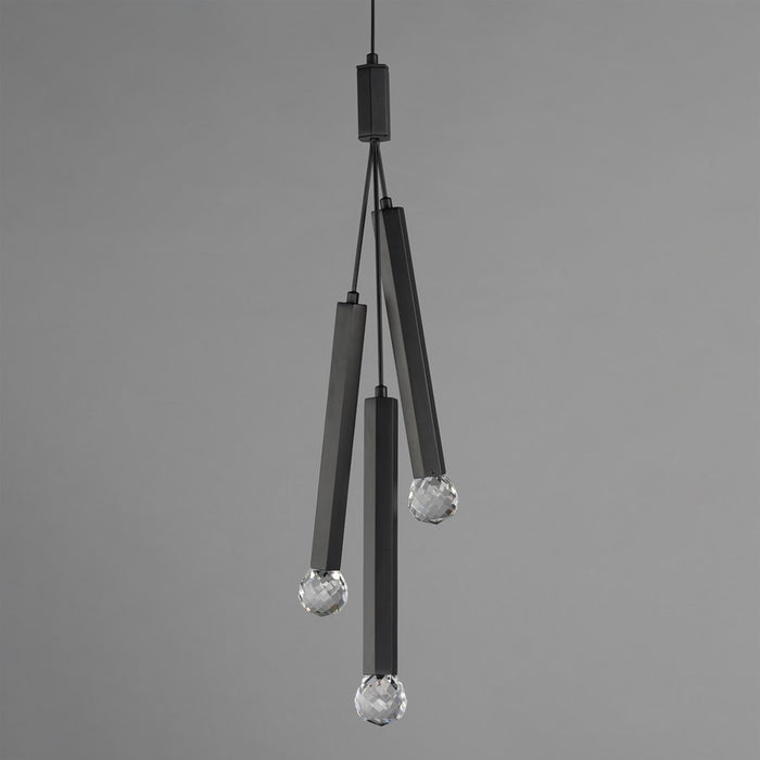 ET2 Lighting Allumettes 3Lt Multi-Light Pendant, Blk/Crystal