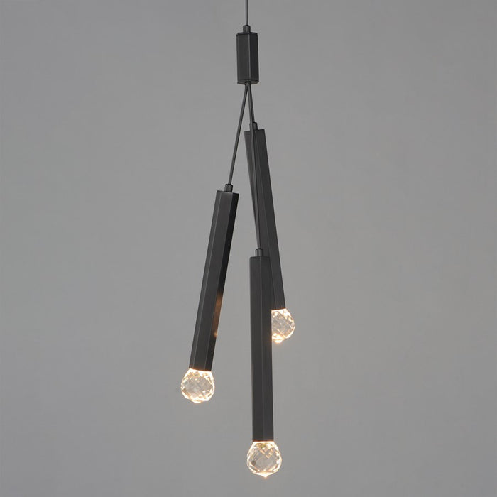 ET2 Lighting Allumettes 3Lt Multi-Light Pendant, Blk/Crystal