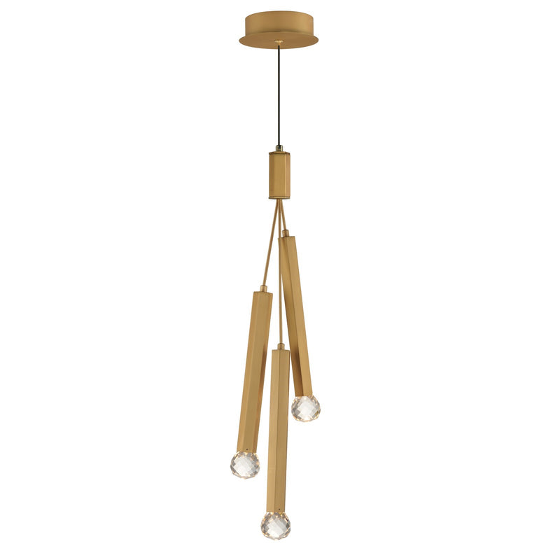ET2 Lighting Allumettes 3Lt Multi-Lt Pendant, Gld/Clear Crystal