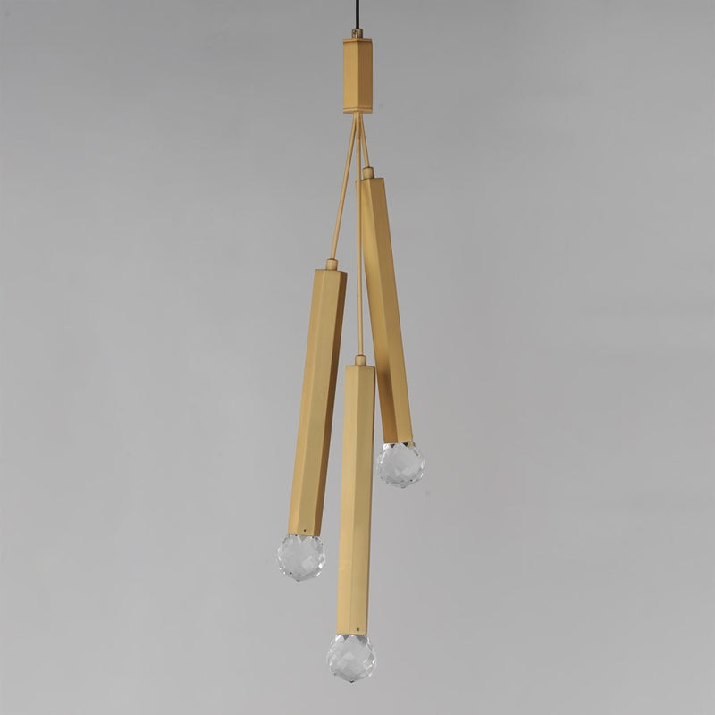ET2 Lighting Allumettes 3Lt Multi-Lt Pendant, Gld/Clear Crystal