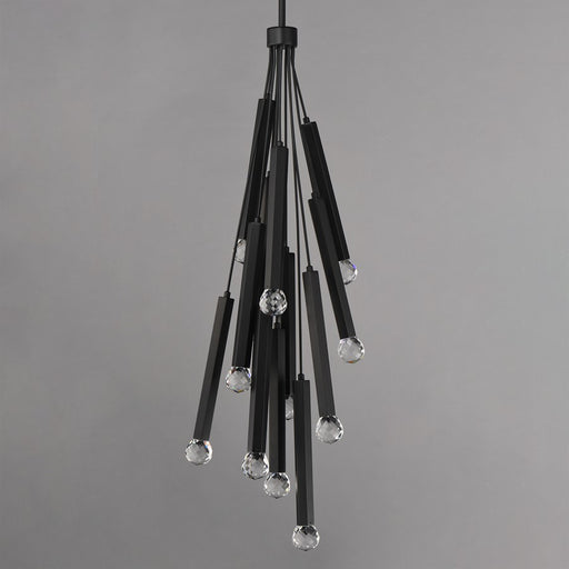 ET2 Lighting Allumettes 12Lt Multi-Lt Pendant, Blk/Clear Crystal