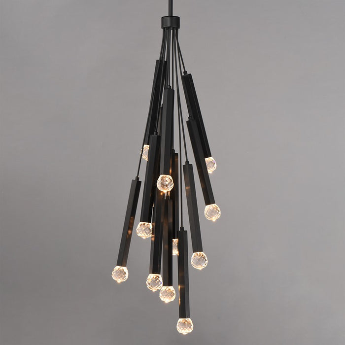 ET2 Lighting Allumettes 12Lt Multi-Lt Pendant, Blk/Clear Crystal