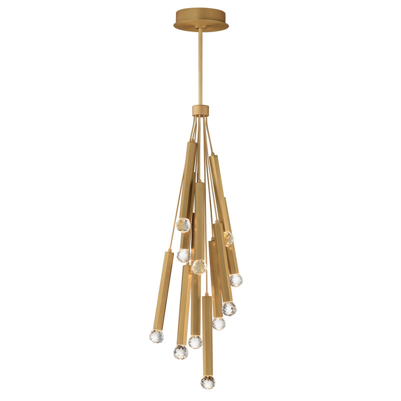ET2 Lighting Allumettes 12Lt Multi-Lt Pendant, Gld/Clear Crystal