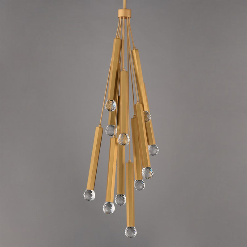 ET2 Lighting Allumettes 12Lt Multi-Lt Pendant, Gld/Clear Crystal