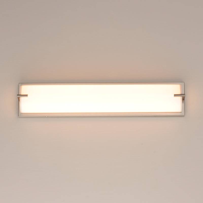 ET2 Alto 24in 1-Light Bath Sconce | Modern Satin Nickel and White PC | Bathroom Vanity & Powder Room | 5 x 24 x 3 in | Model E23452-SN