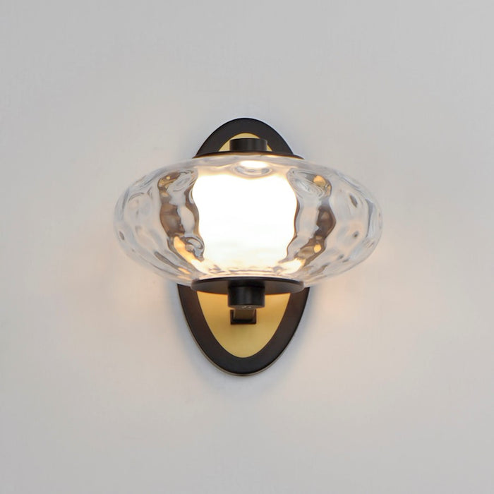 ET2 Lighting Amulet 1 Light LED Wall Sconce, Black/Brass/Clear