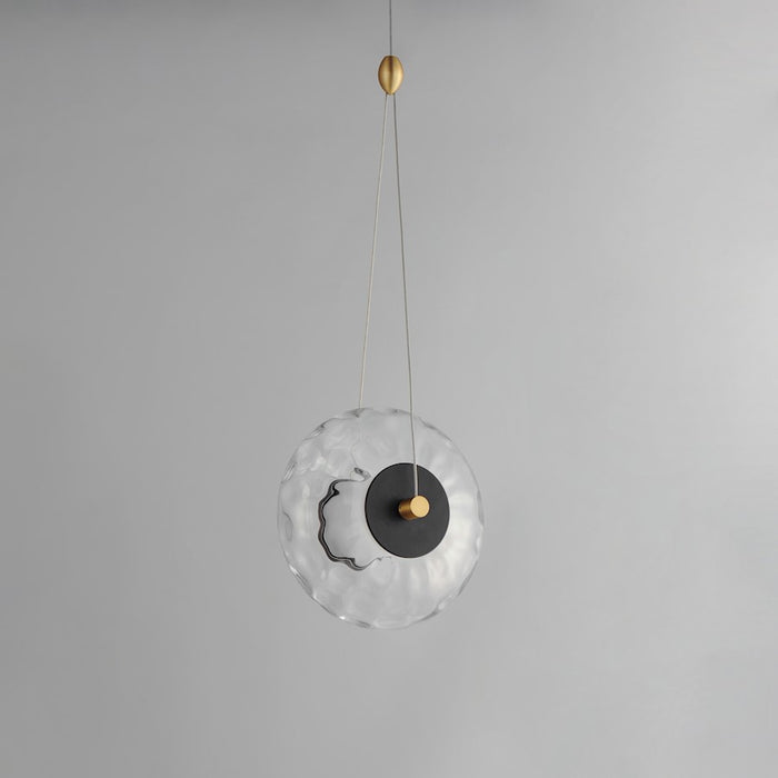 ET2 Lighting Amulet 1 Light LED Pendant, Black/Brass/Clear