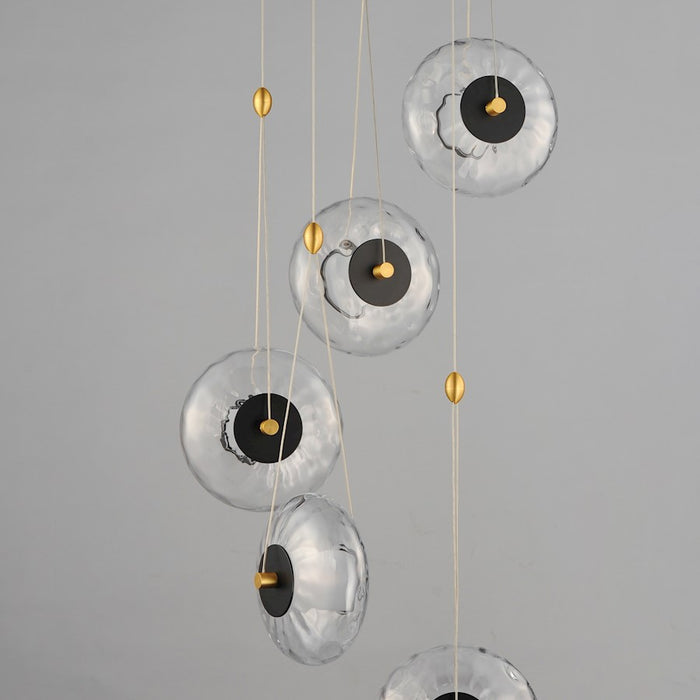 ET2 Lighting Amulet 5 Light LED Pendant, Black/Brass/Clear