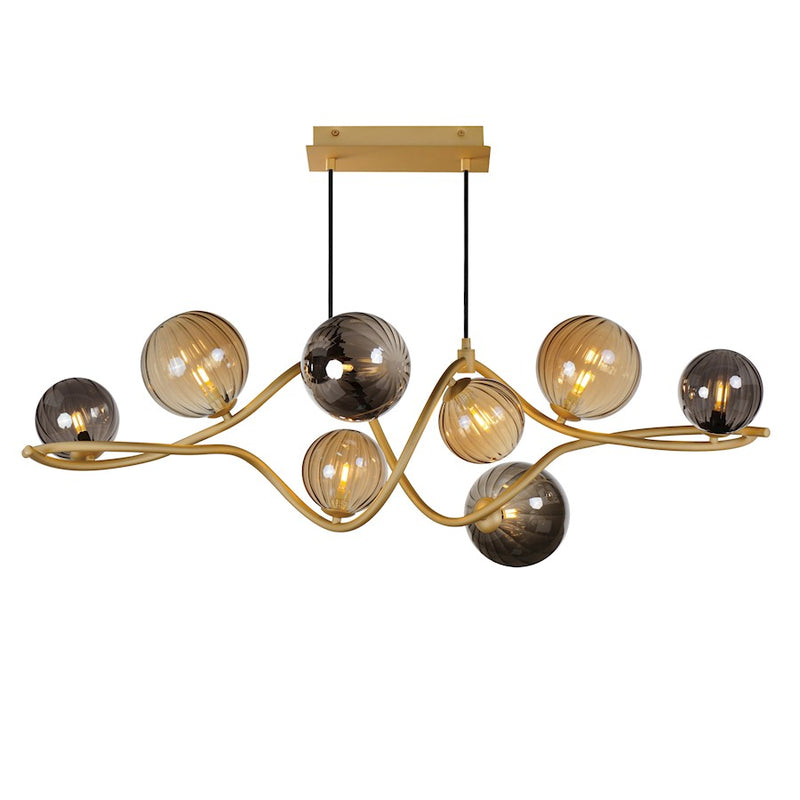 ET2 Lighting Planetary 8Lt LED Linear Pendant, Gold/Multi Color
