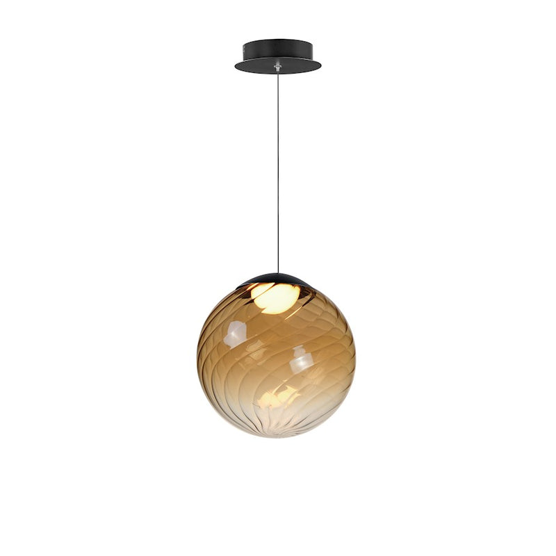 ET2 Lighting Planetary 1 Light LED Pendant, Black/Amber